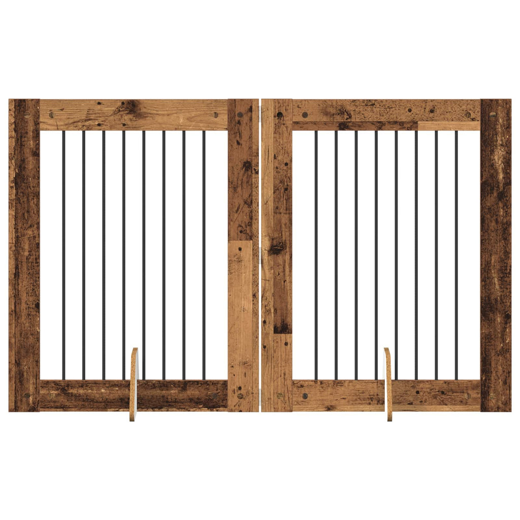 vidaXL Bramka dla psów z podpórkami 2 pcs Stare drewno 80 x 100 cm