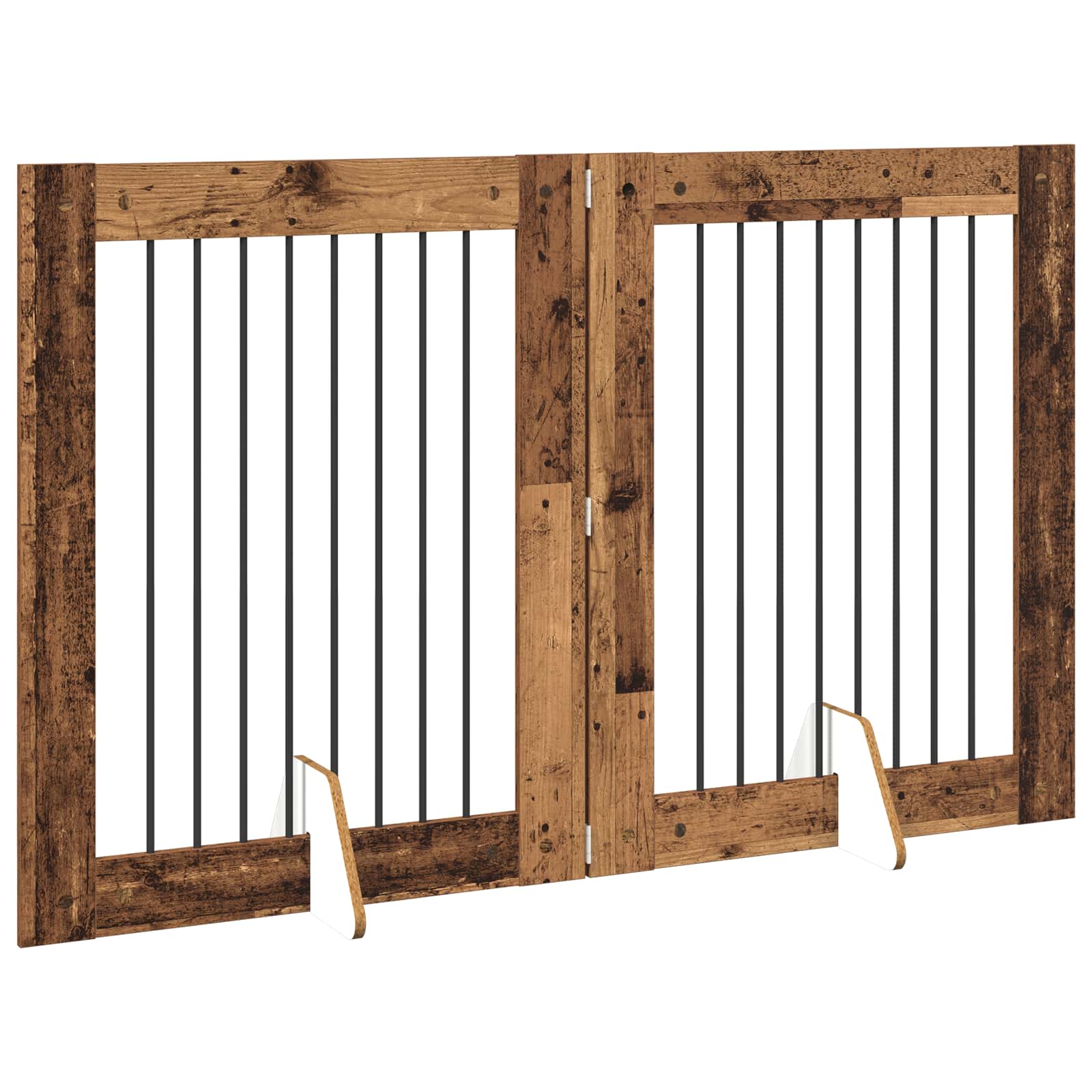 vidaXL Bramka dla psów z podpórkami 2 pcs Stare drewno 80 x 100 cm