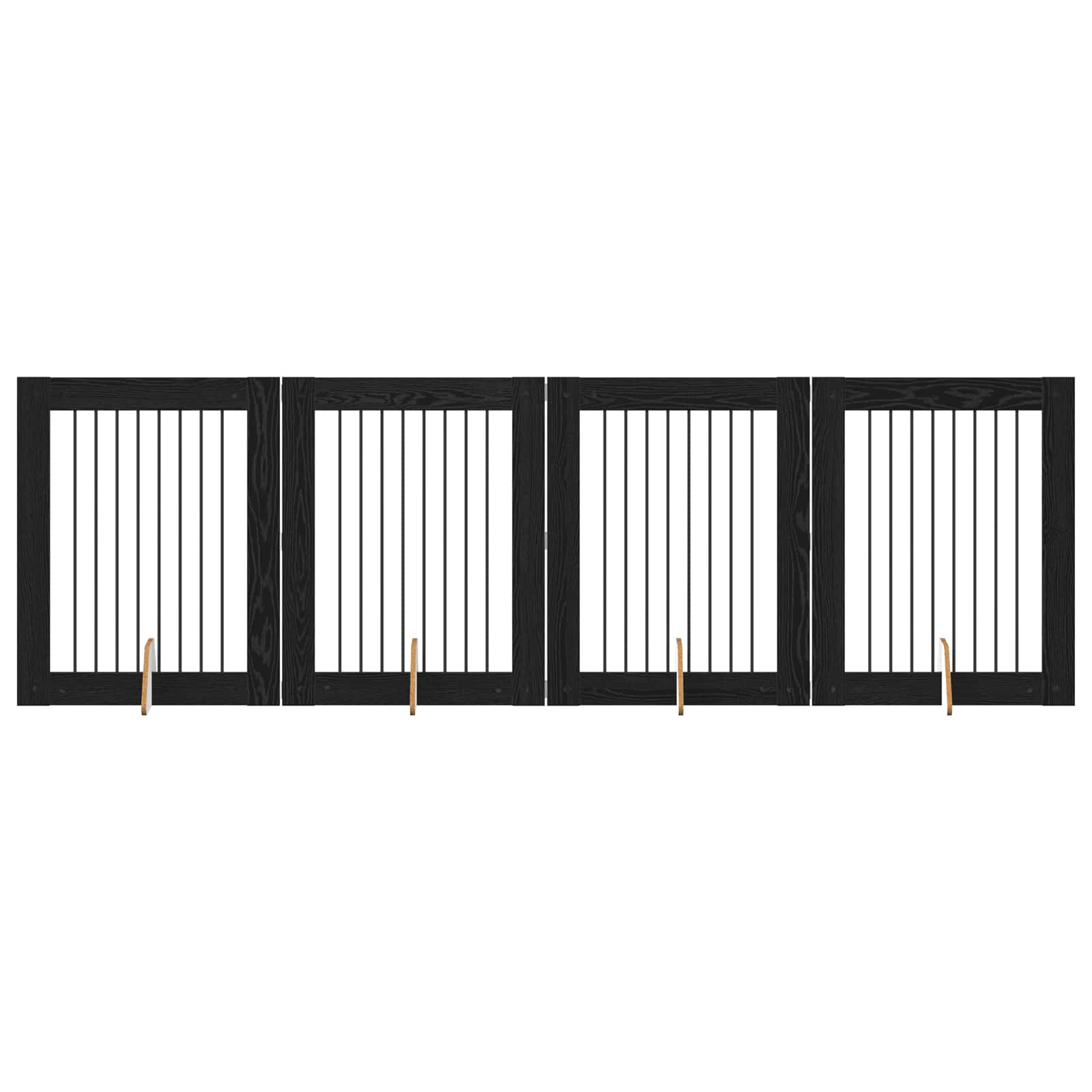 vidaXL Bramka dla psów z podpórkami 4 pcs Czarny dąb 80 x 100 cm