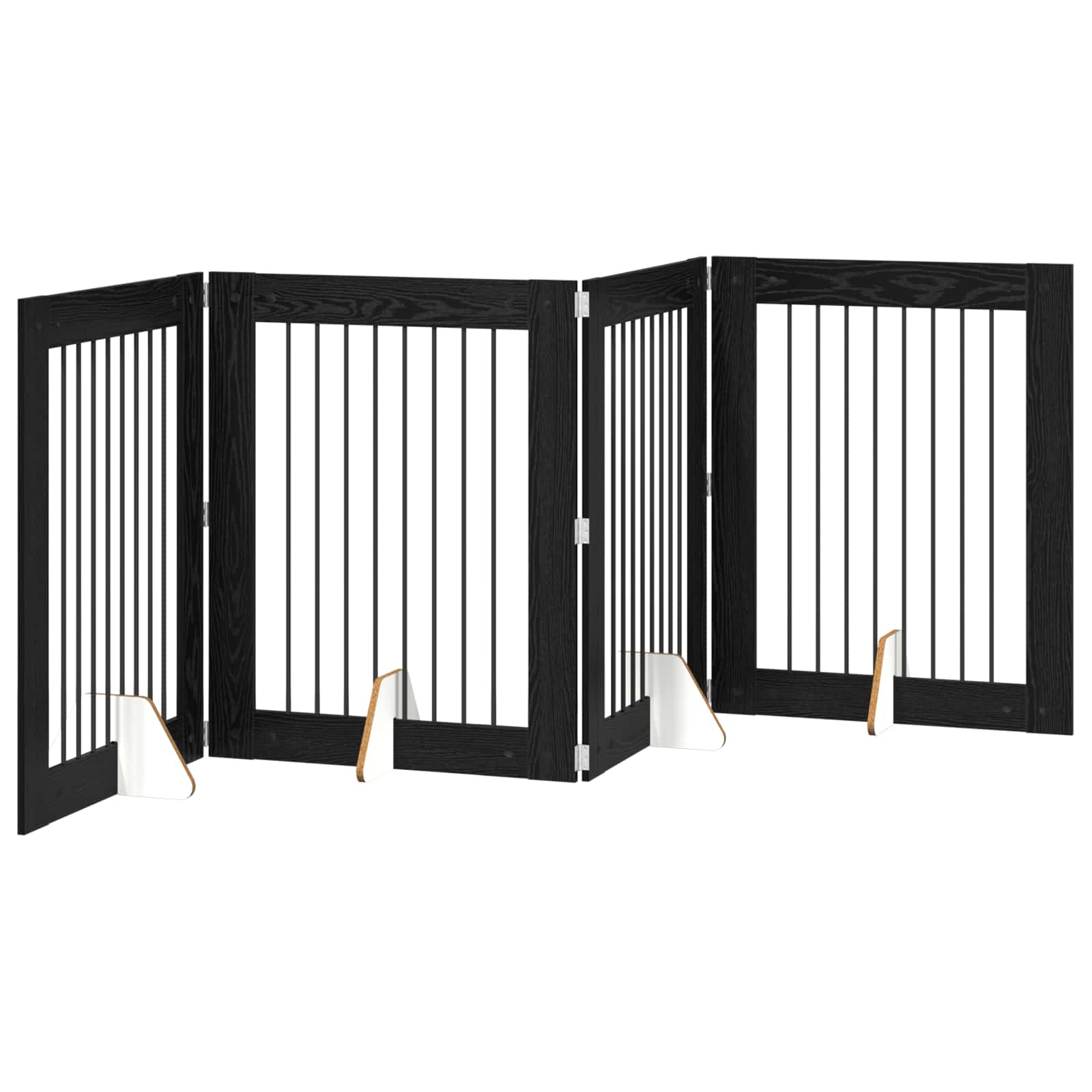 vidaXL Bramka dla psów z podpórkami 4 pcs Czarny dąb 80 x 100 cm