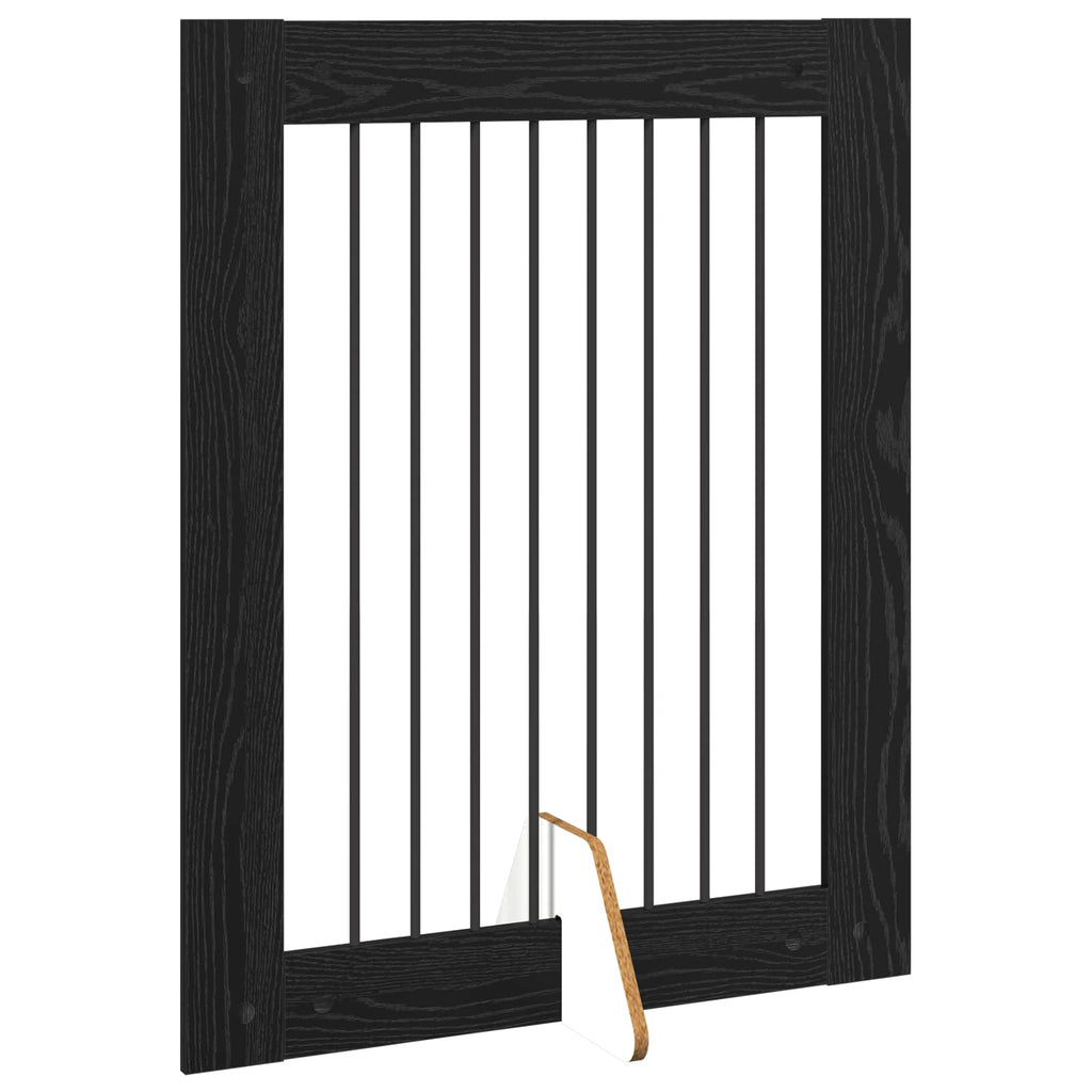 vidaXL Bramka dla psów z podpórkami 4 pcs Czarny dąb 80 x 100 cm