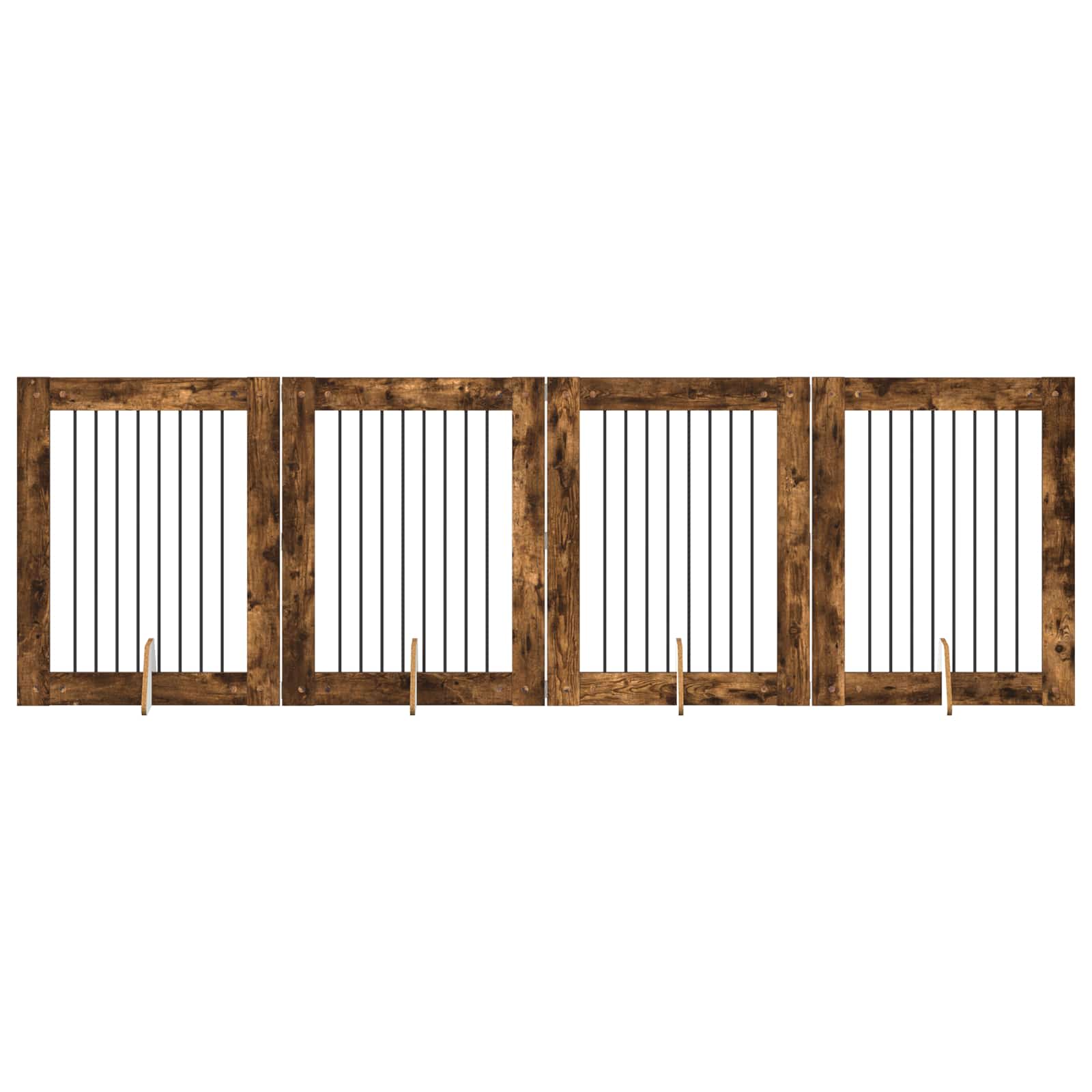 vidaXL Bramka dla psów z podpórkami 4 pcs Dąb wędzony 80 x 100 cm