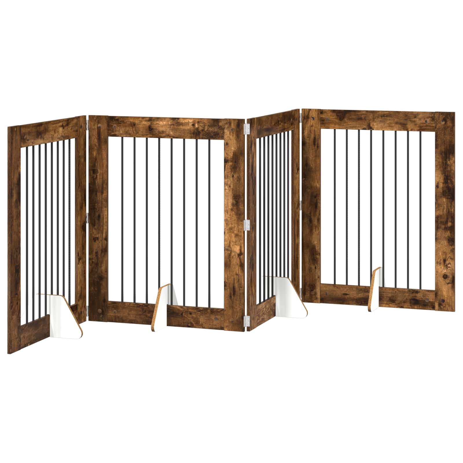 vidaXL Bramka dla psów z podpórkami 4 pcs Dąb wędzony 80 x 100 cm