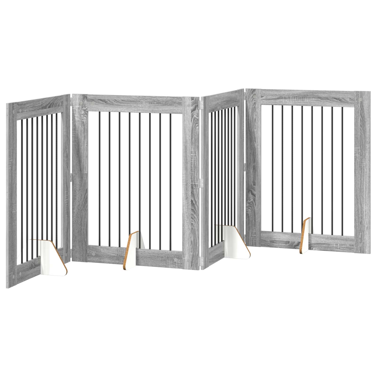vidaXL Bramka dla psów z podpórkami 4 pcs Szary Sonoma 80 x 100 cm