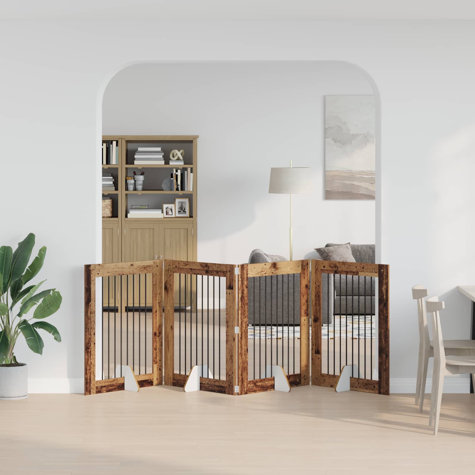 vidaXL Bramka dla psów z podpórkami 4 pcs Stare drewno 80 x 100 cm