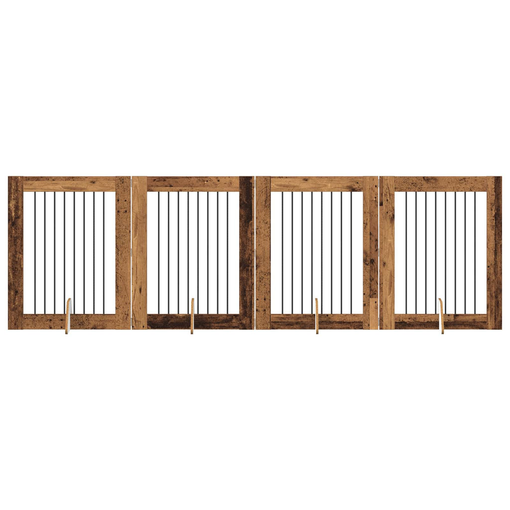 vidaXL Bramka dla psów z podpórkami 4 pcs Stare drewno 80 x 100 cm