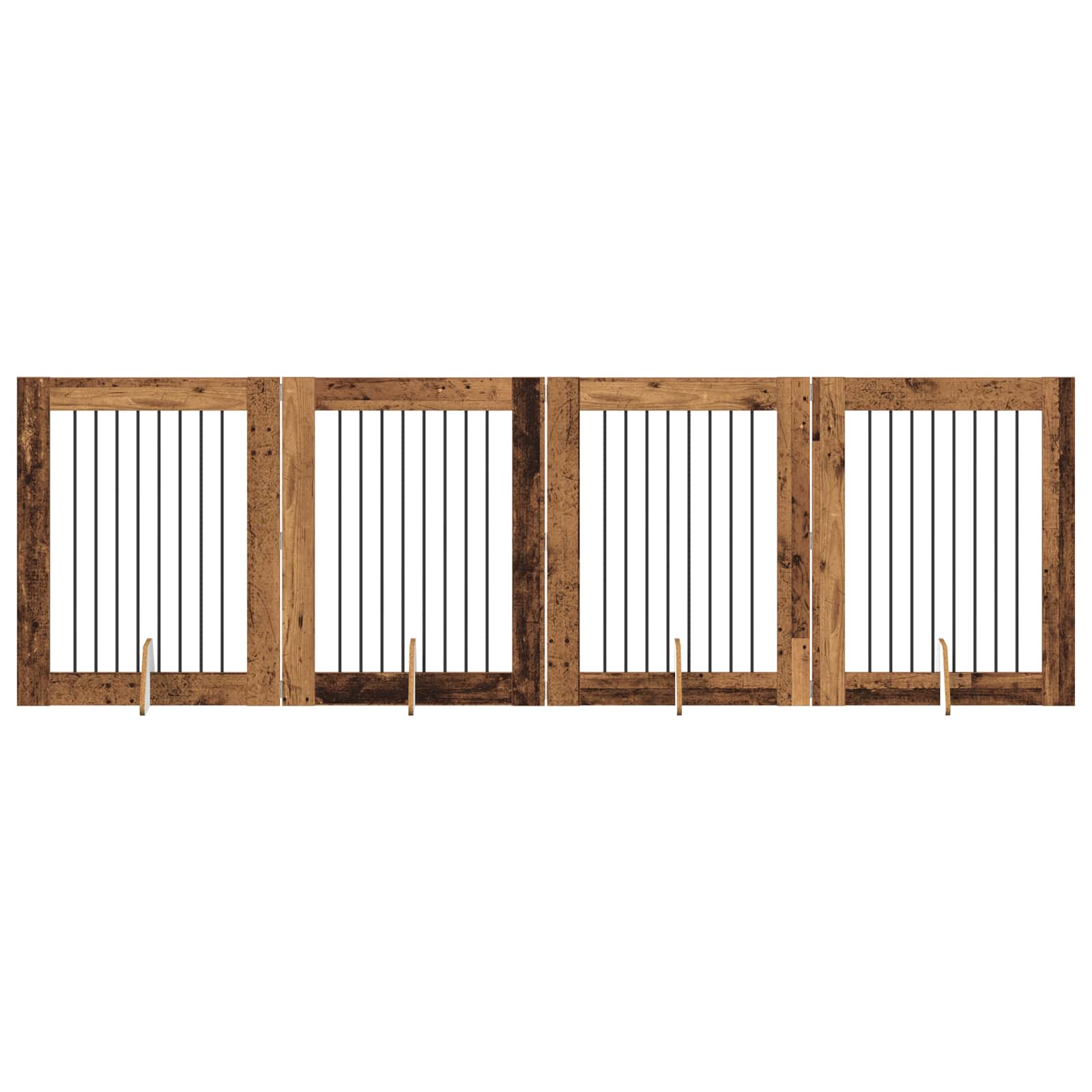vidaXL Bramka dla psów z podpórkami 4 pcs Stare drewno 80 x 100 cm