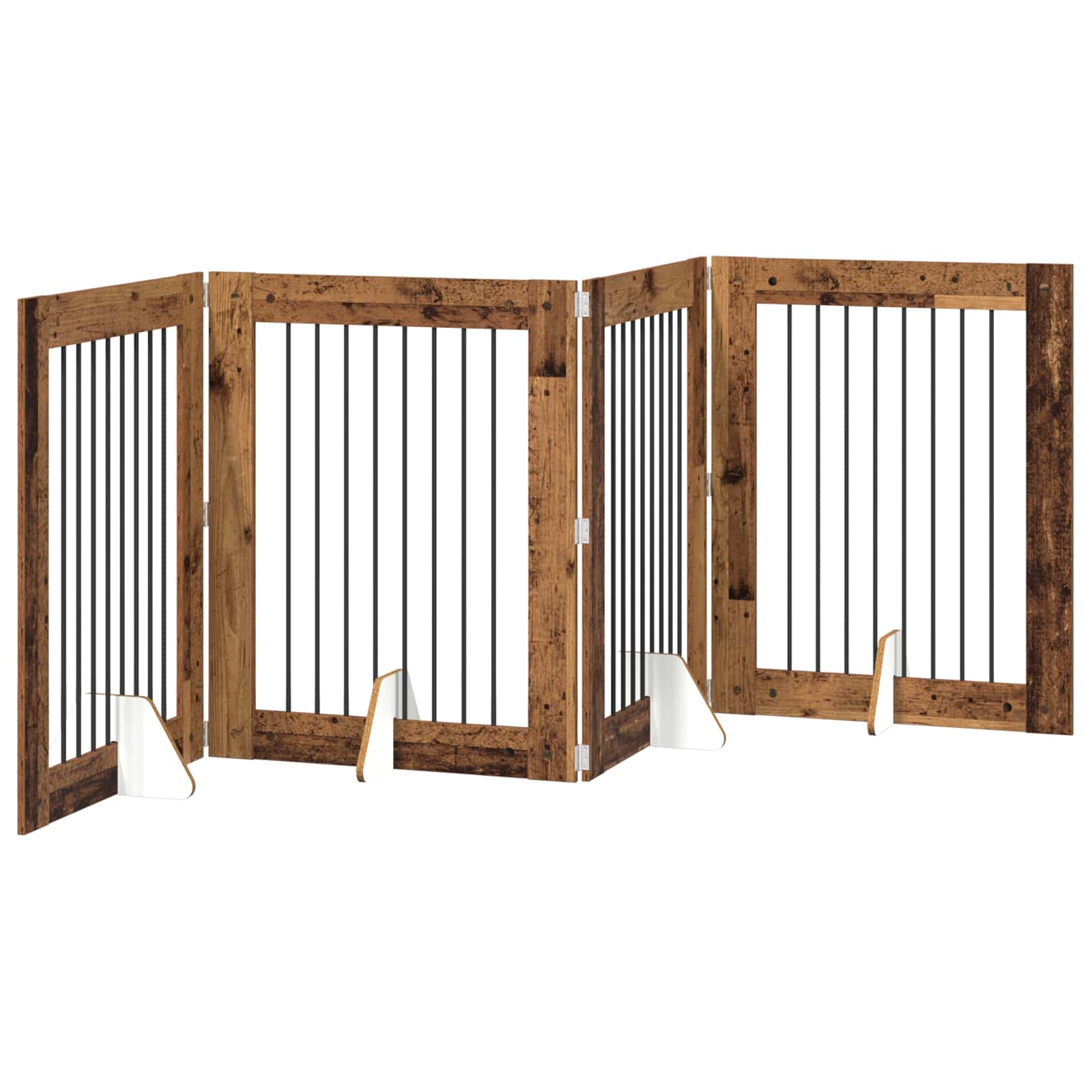 vidaXL Bramka dla psów z podpórkami 4 pcs Stare drewno 80 x 100 cm