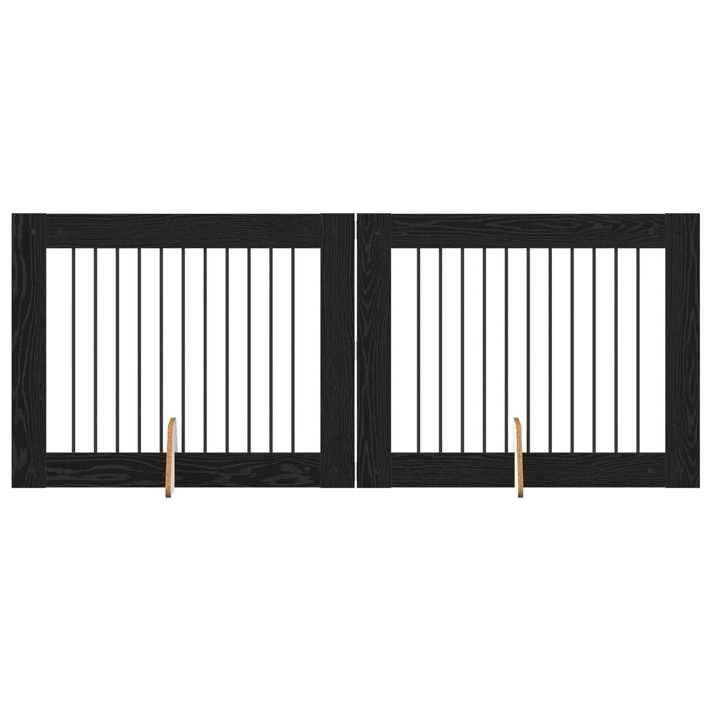 vidaXL Bramka dla psów z podpórkami 2 pcs Czarny dąb 100 x 80 cm