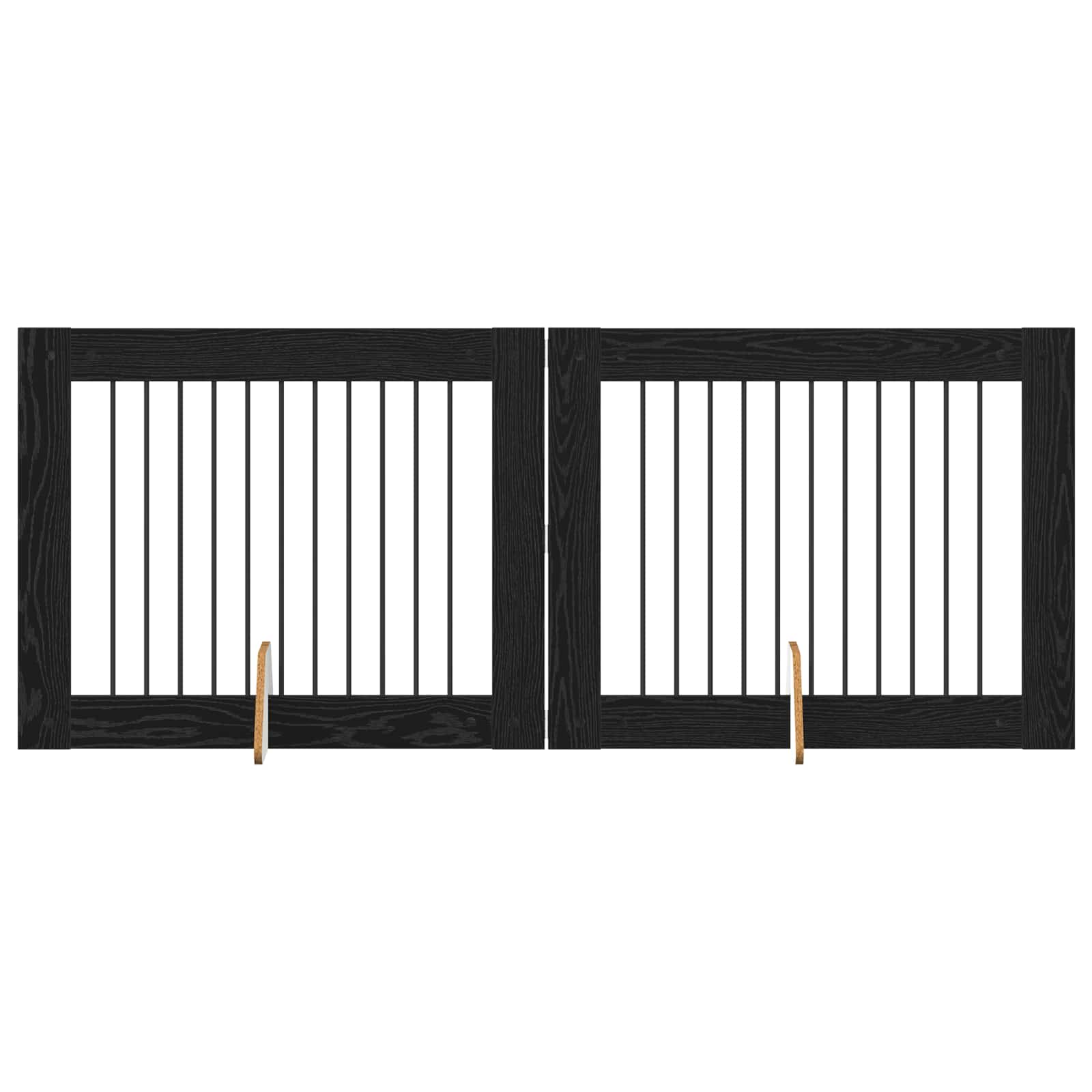 vidaXL Bramka dla psów z podpórkami 2 pcs Czarny dąb 100 x 80 cm