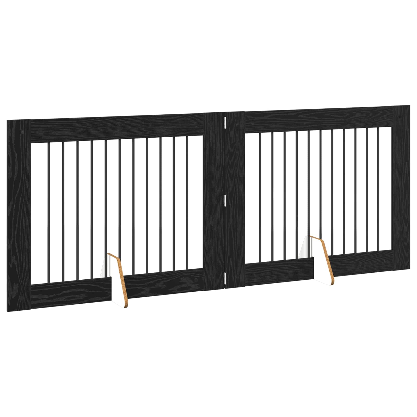 vidaXL Bramka dla psów z podpórkami 2 pcs Czarny dąb 100 x 80 cm