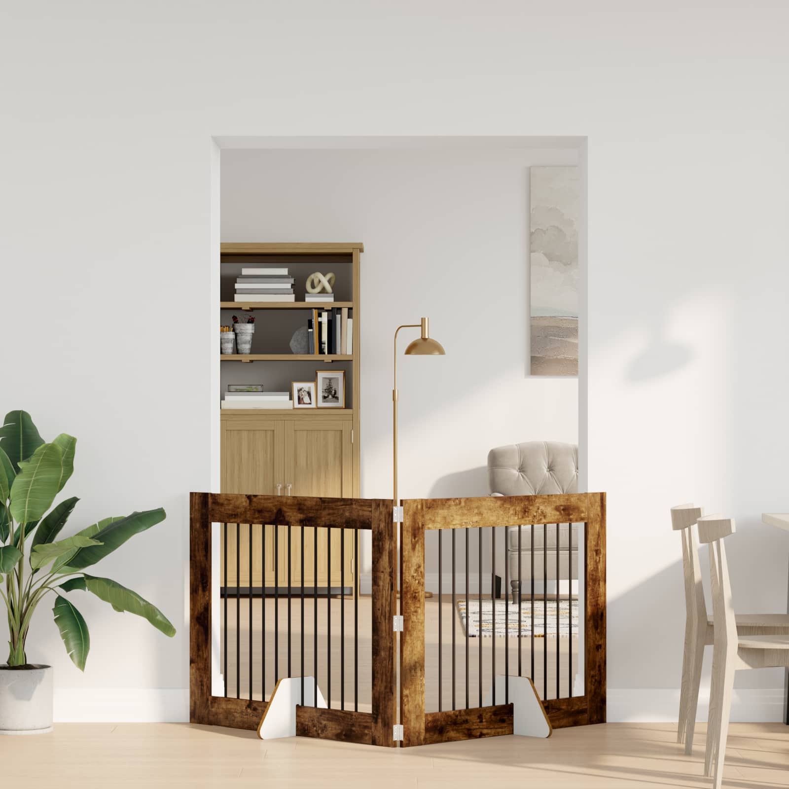 vidaXL Bramka dla psów z podpórkami 2 pcs Dąb wędzony 100 x 80 cm