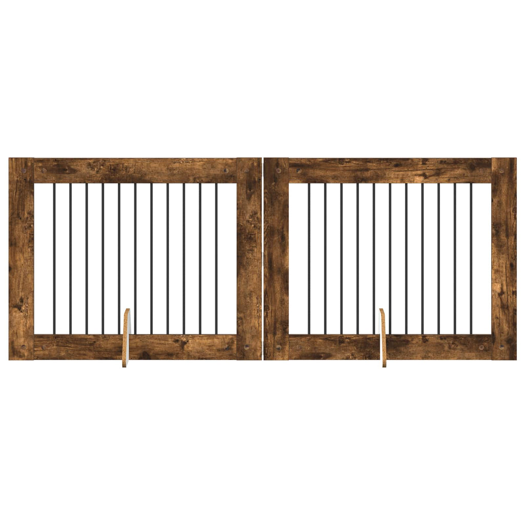 vidaXL Bramka dla psów z podpórkami 2 pcs Dąb wędzony 100 x 80 cm