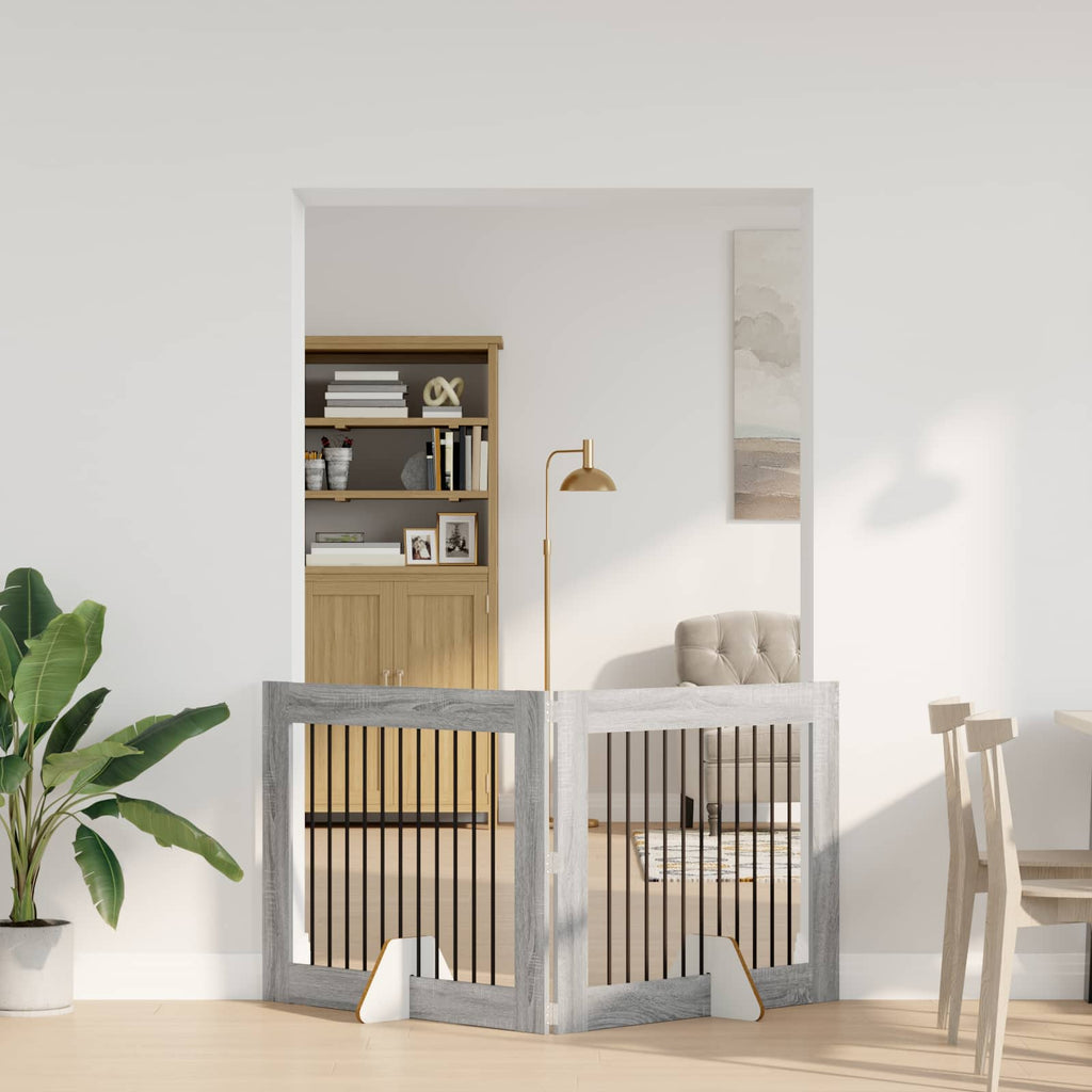 vidaXL Bramka dla psów z podpórkami 2 pcs Szary Sonoma 100 x 80 cm
