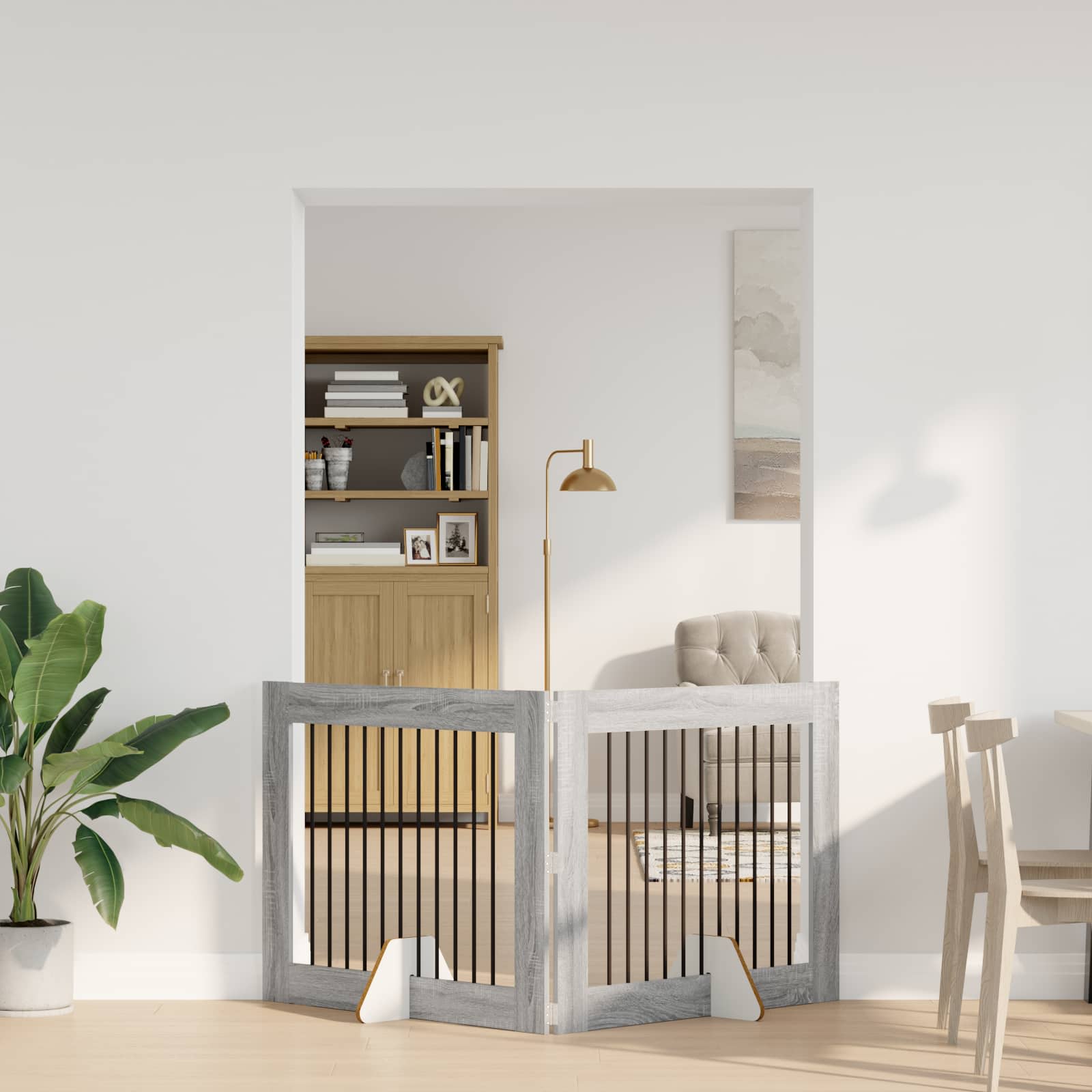 vidaXL Bramka dla psów z podpórkami 2 pcs Szary Sonoma 100 x 80 cm