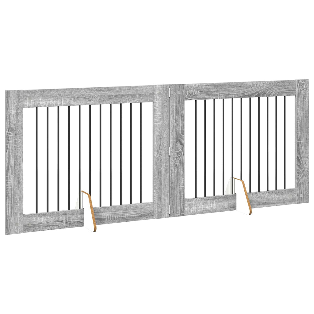 vidaXL Bramka dla psów z podpórkami 2 pcs Szary Sonoma 100 x 80 cm