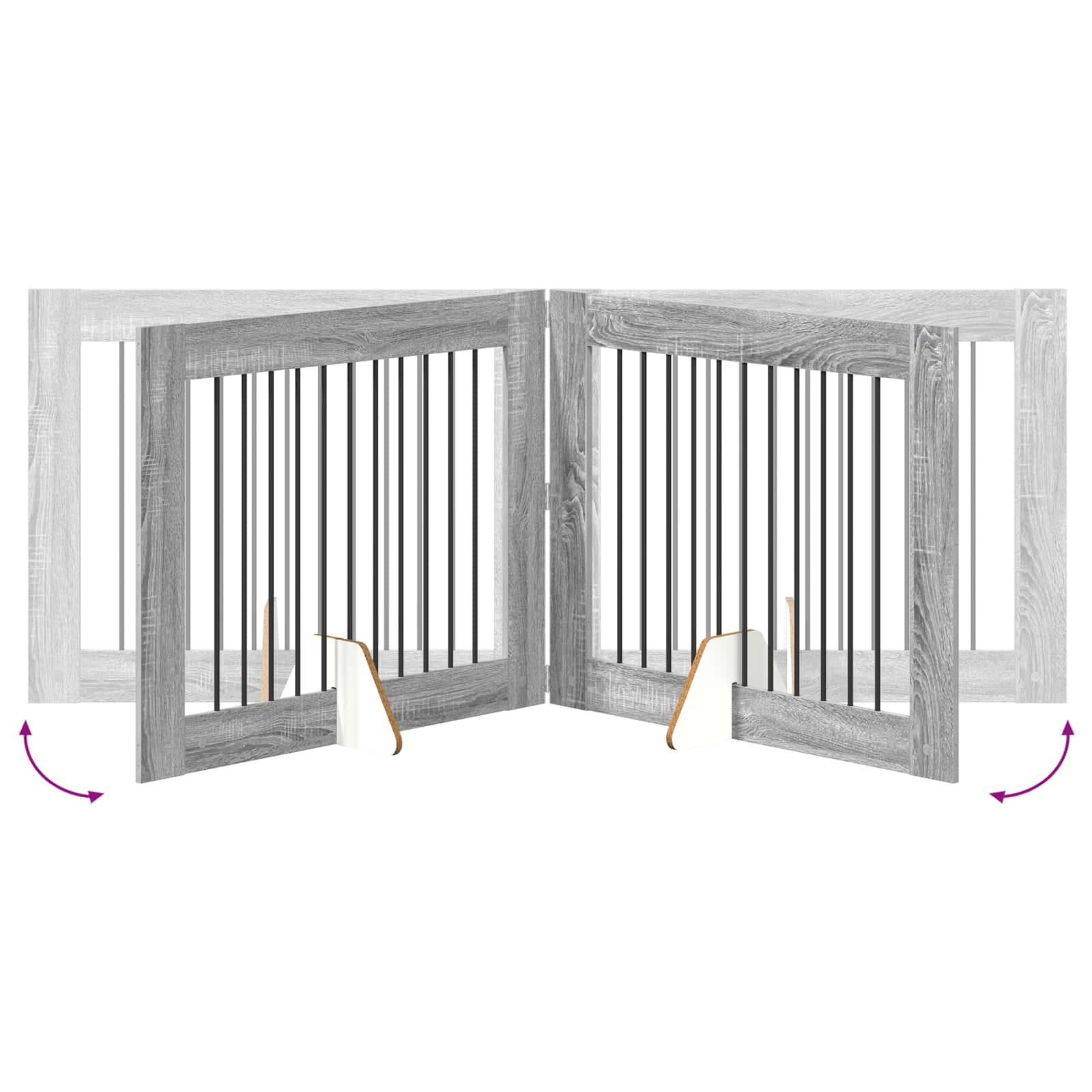vidaXL Bramka dla psów z podpórkami 2 pcs Szary Sonoma 100 x 80 cm