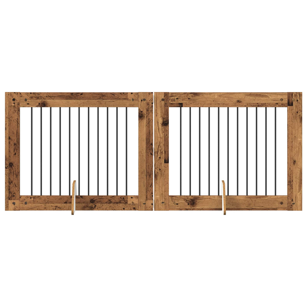 vidaXL Bramka dla psów z podpórkami 2 pcs Stare drewno 100 x 80 cm