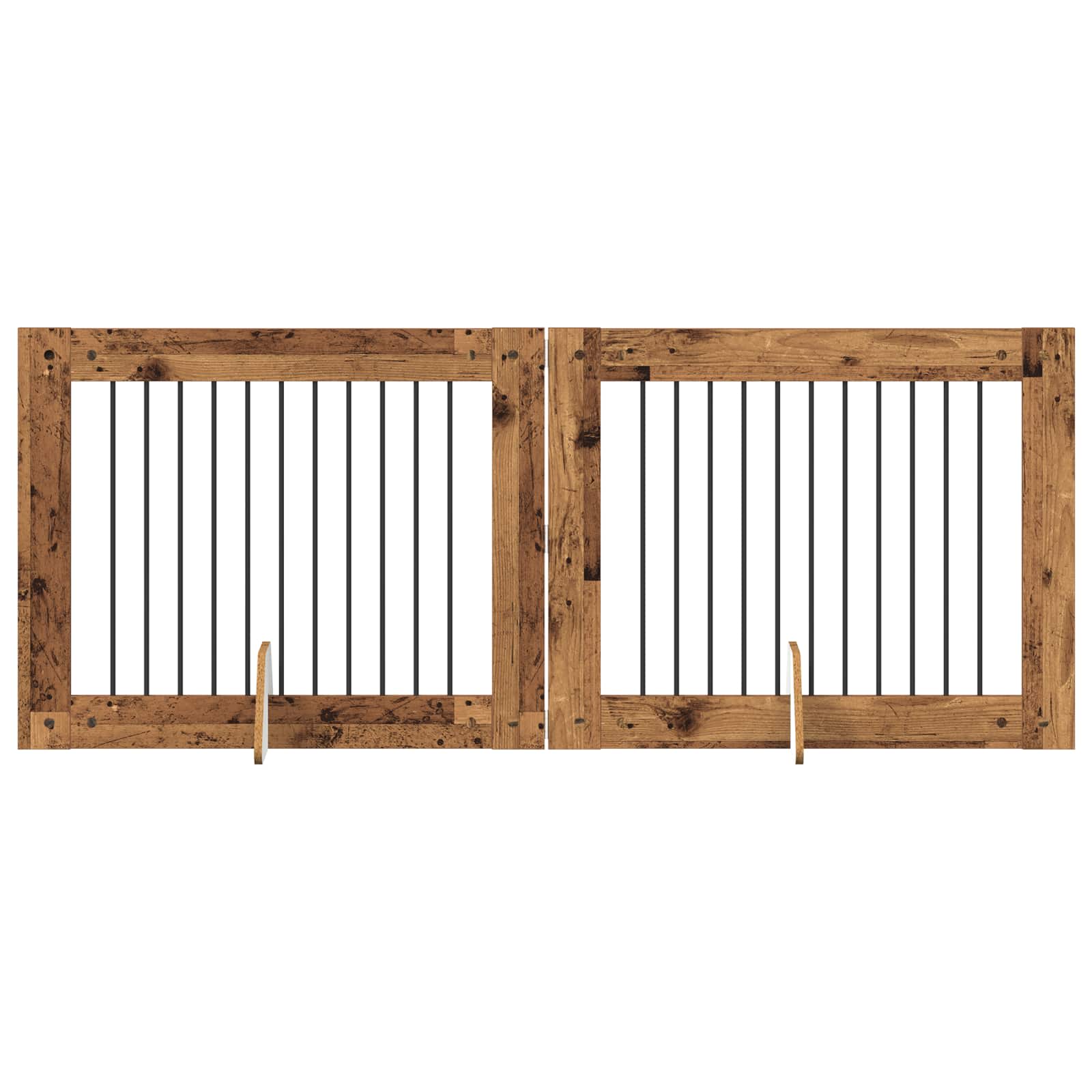 vidaXL Bramka dla psów z podpórkami 2 pcs Stare drewno 100 x 80 cm