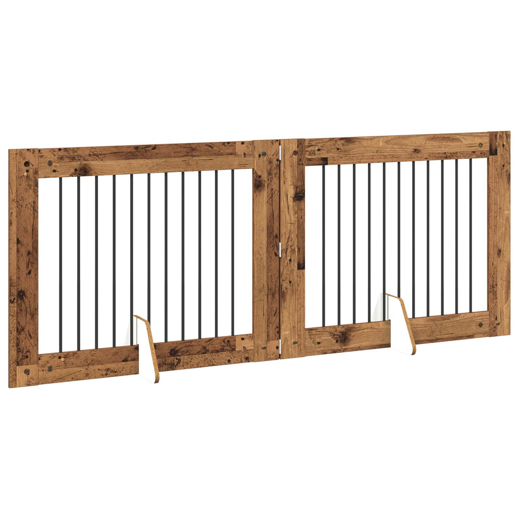 vidaXL Bramka dla psów z podpórkami 2 pcs Stare drewno 100 x 80 cm