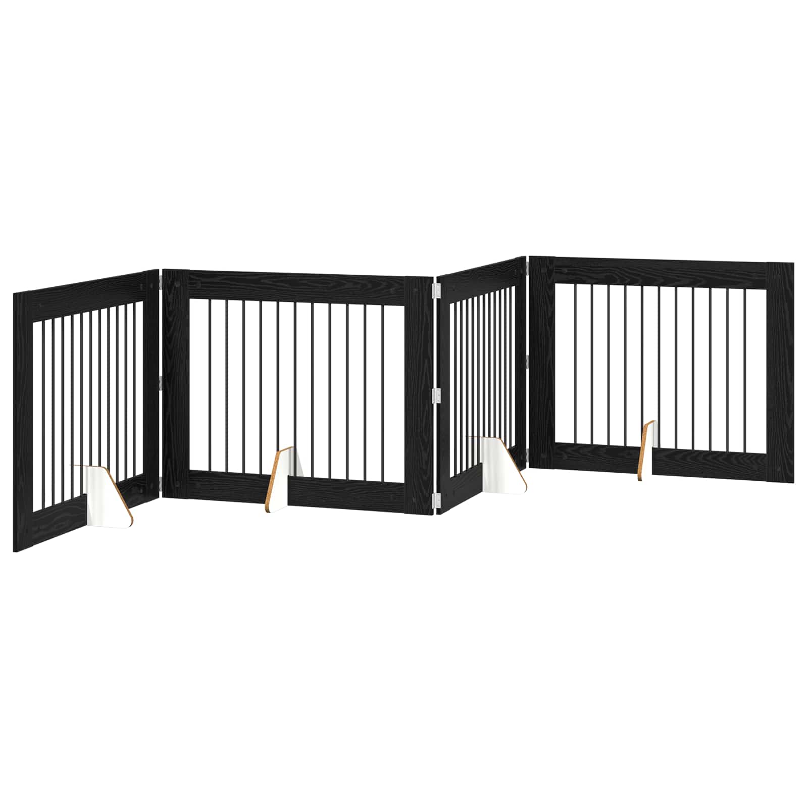 vidaXL Bramka dla psów z podpórkami 4 pcs Czarny dąb 100 x 80 cm
