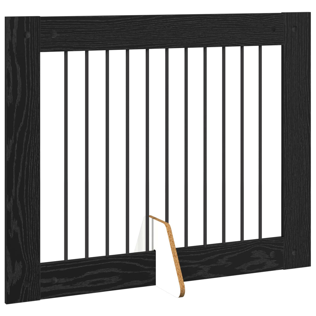 vidaXL Bramka dla psów z podpórkami 4 pcs Czarny dąb 100 x 80 cm