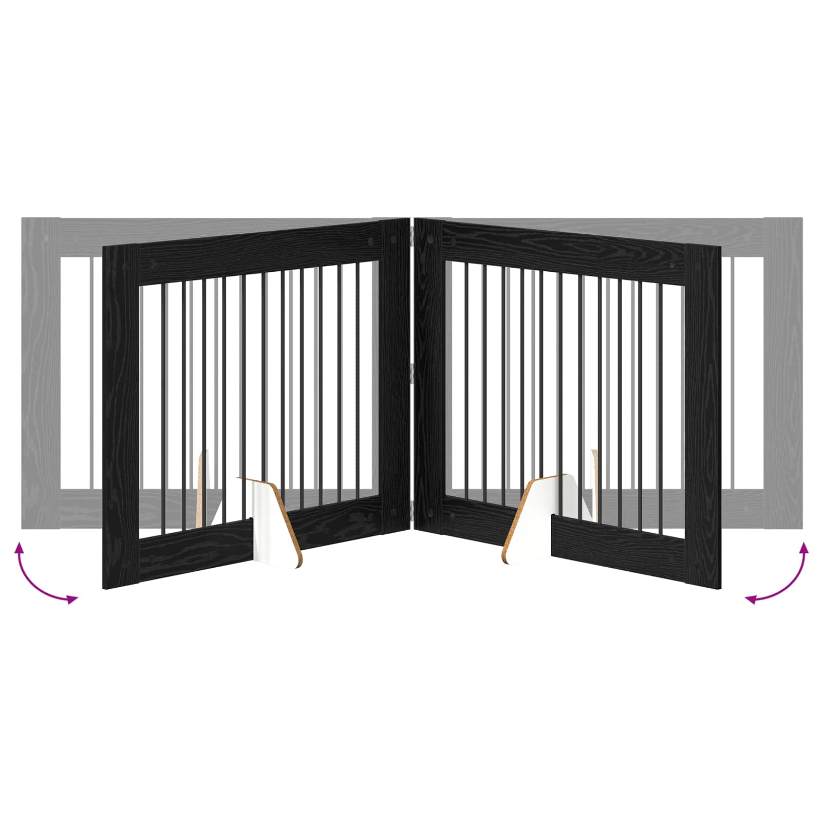 vidaXL Bramka dla psów z podpórkami 4 pcs Czarny dąb 100 x 80 cm