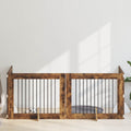 vidaXL Bramka dla psów z podpórkami 4 pcs Dąb wędzony 100 x 80 cm