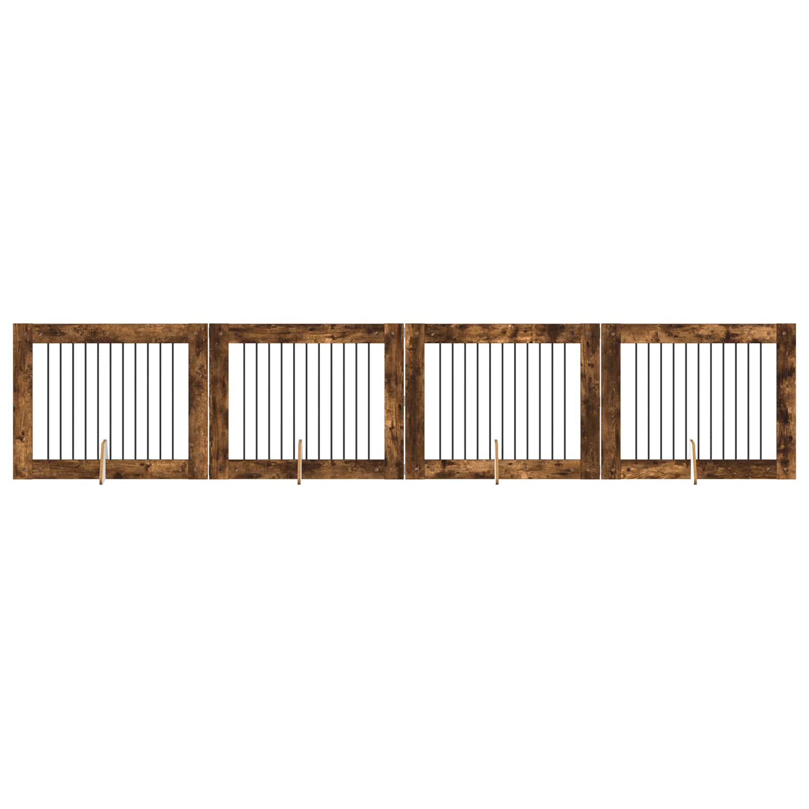 vidaXL Bramka dla psów z podpórkami 4 pcs Dąb wędzony 100 x 80 cm