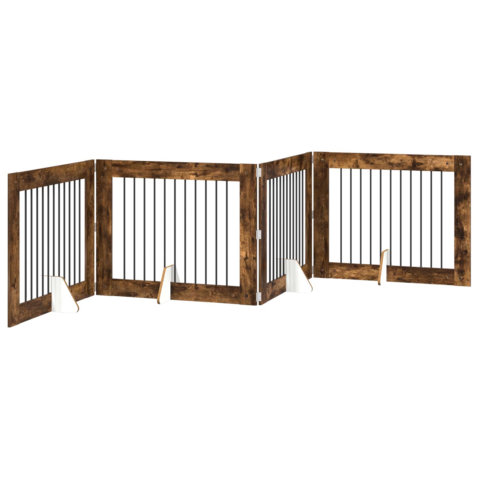 vidaXL Bramka dla psów z podpórkami 4 pcs Dąb wędzony 100 x 80 cm