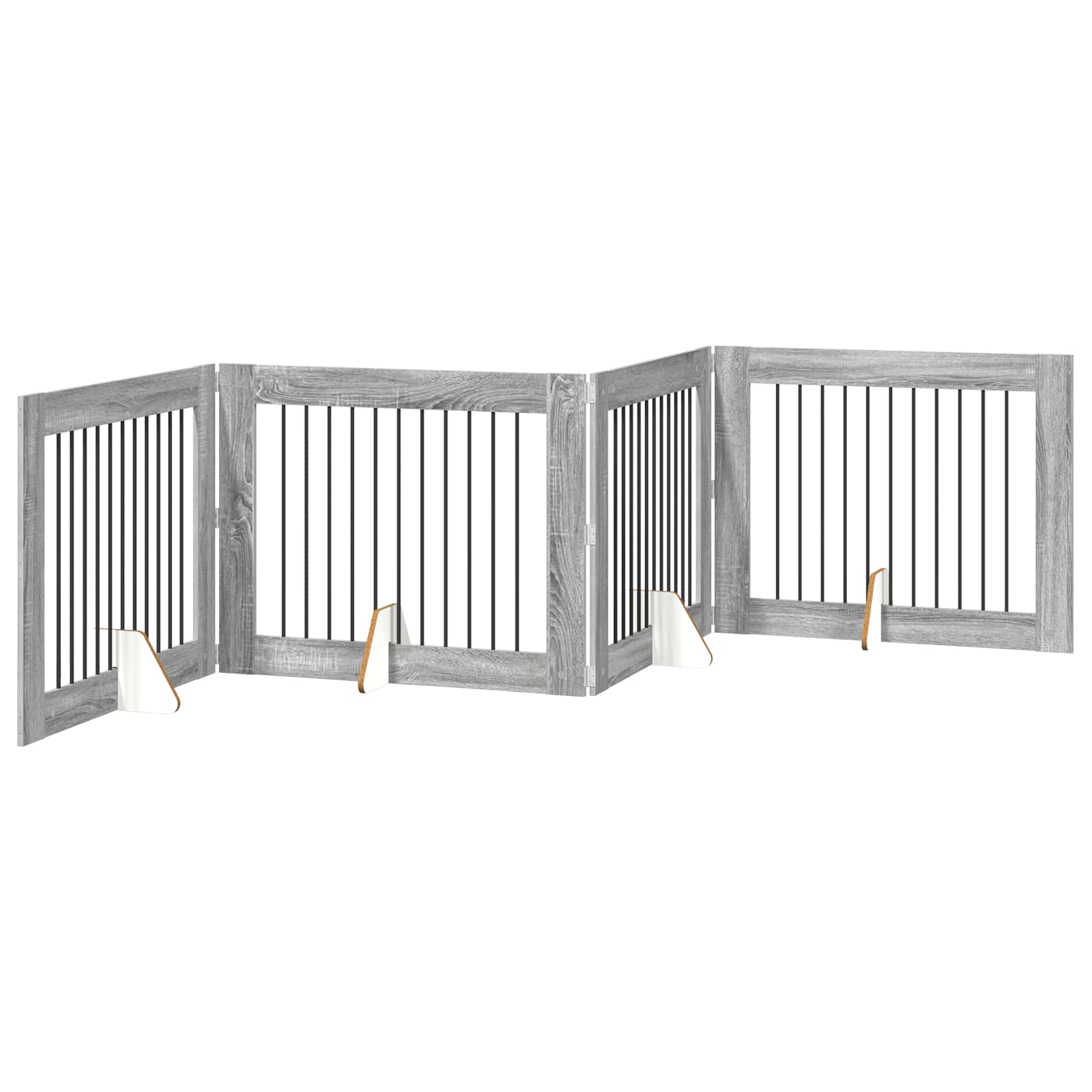 vidaXL Bramka dla psów z podpórkami 4 pcs Szary Sonoma 100 x 80 cm
