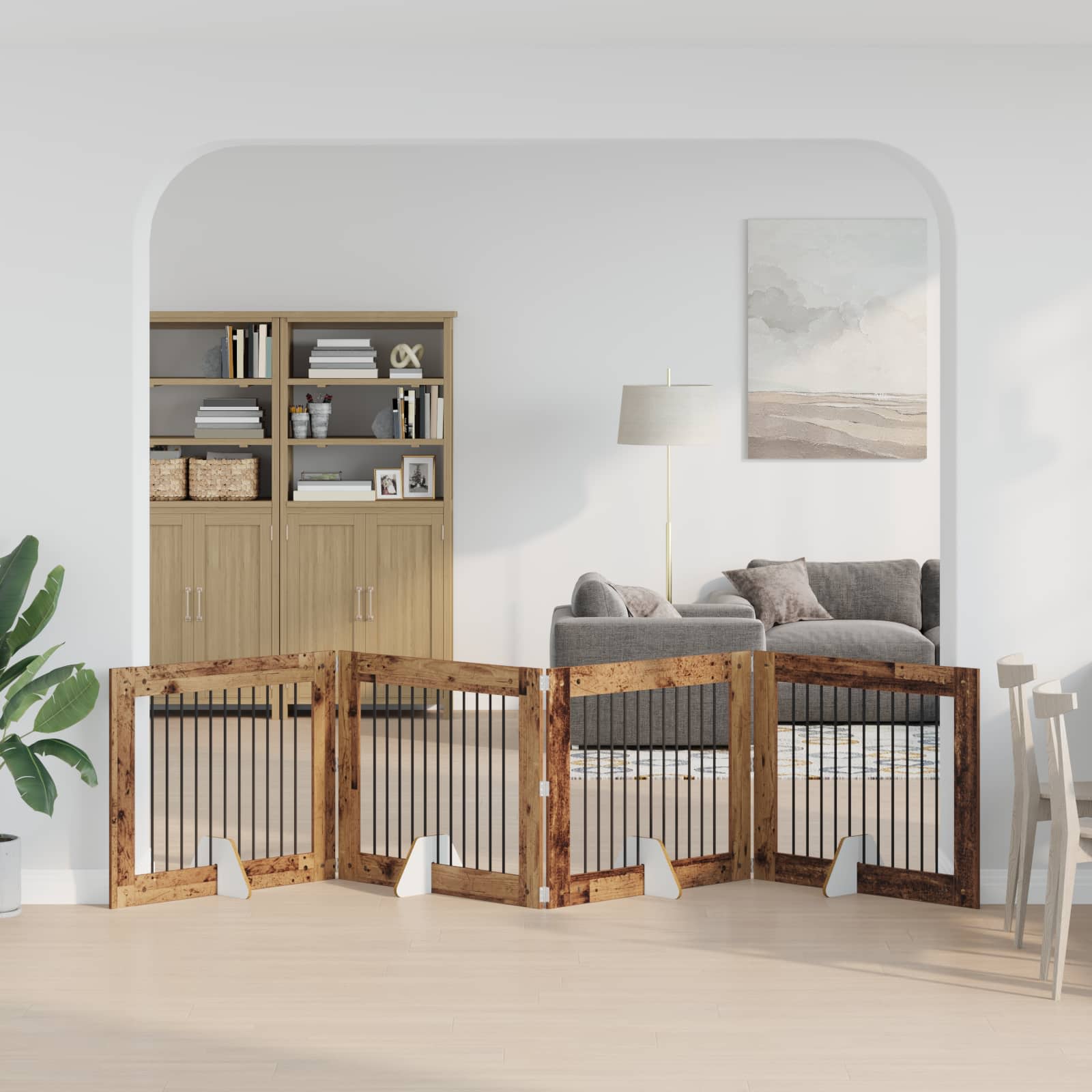 vidaXL Bramka dla psów z podpórkami 4 pcs Stare drewno 100 x 80 cm