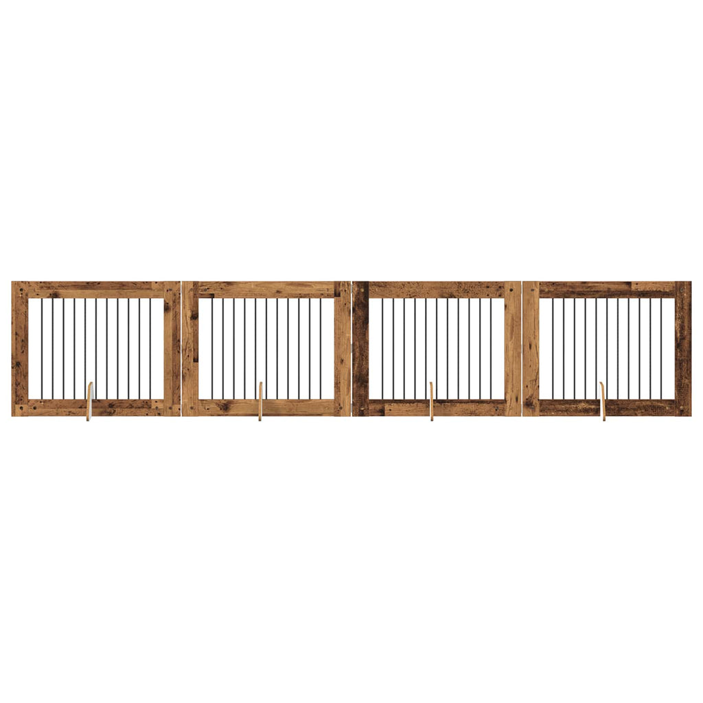 vidaXL Bramka dla psów z podpórkami 4 pcs Stare drewno 100 x 80 cm