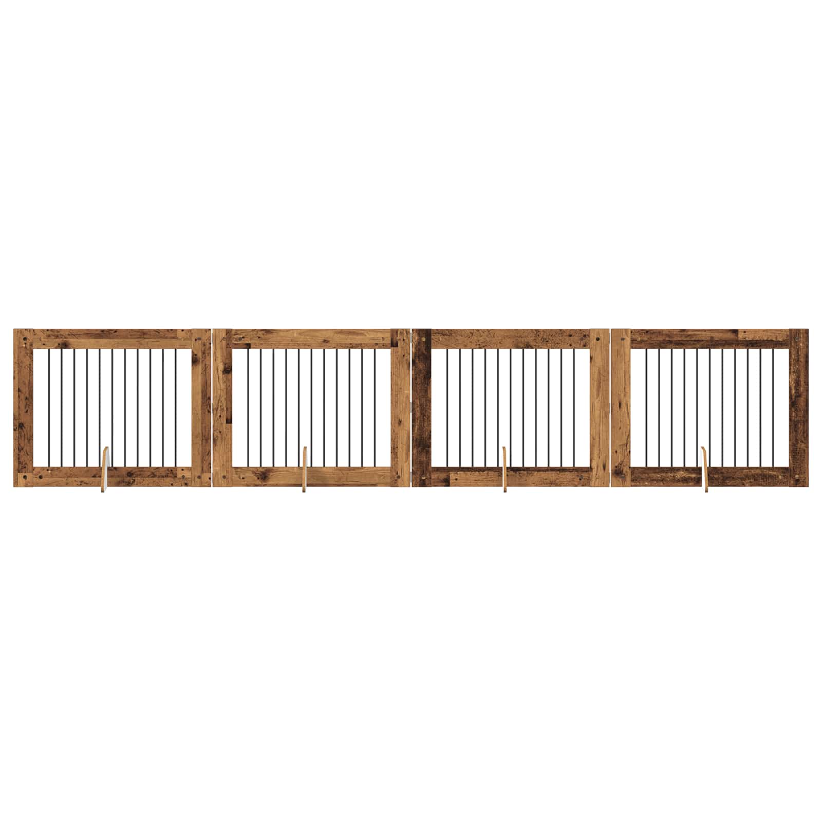 vidaXL Bramka dla psów z podpórkami 4 pcs Stare drewno 100 x 80 cm
