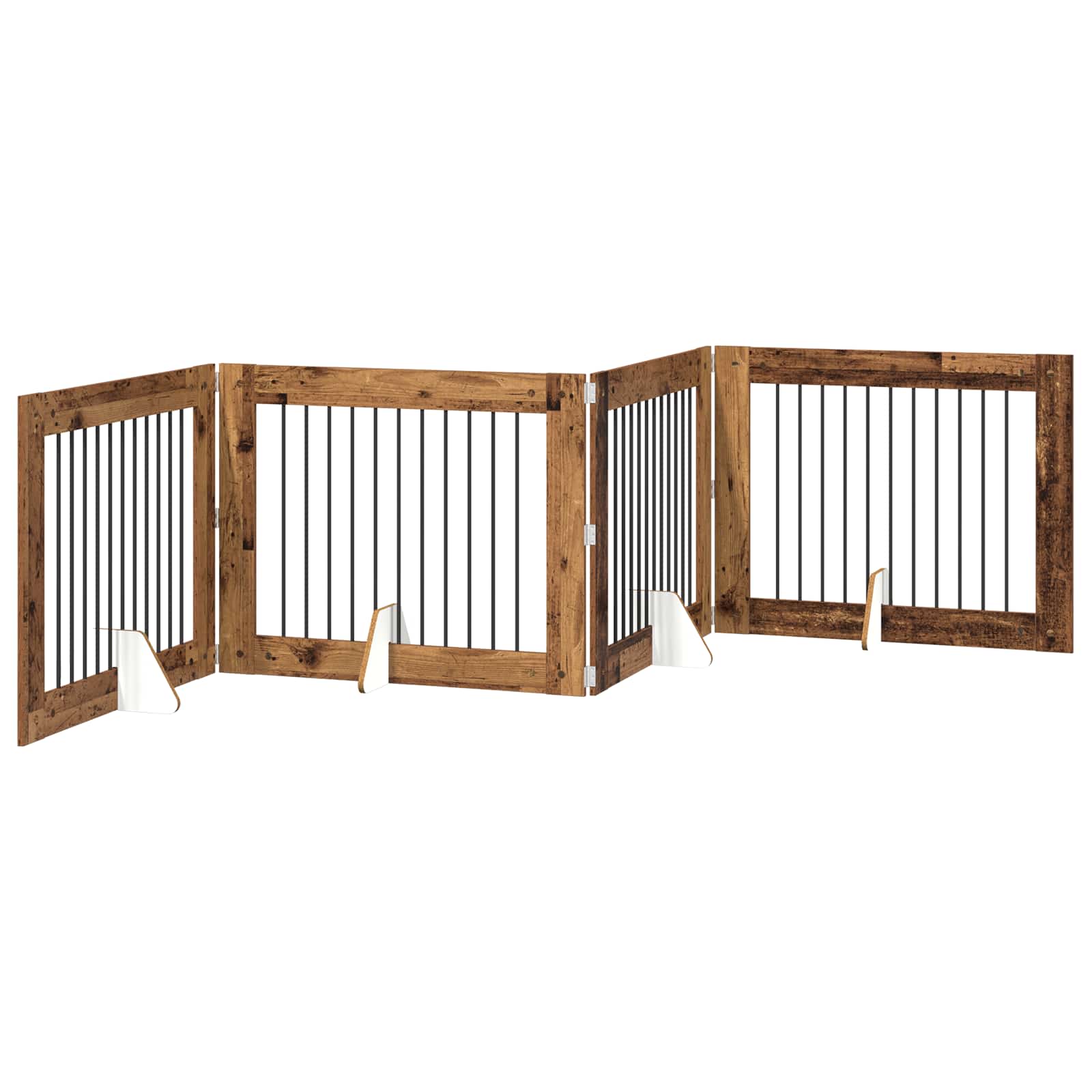 vidaXL Bramka dla psów z podpórkami 4 pcs Stare drewno 100 x 80 cm