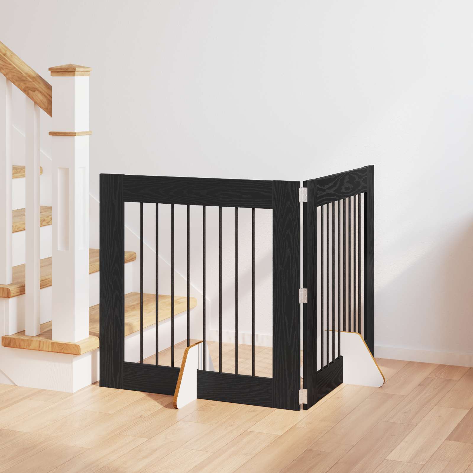 vidaXL Bramka dla psów z podpórkami 2 pcs Czarny dąb 80 x 80 cm