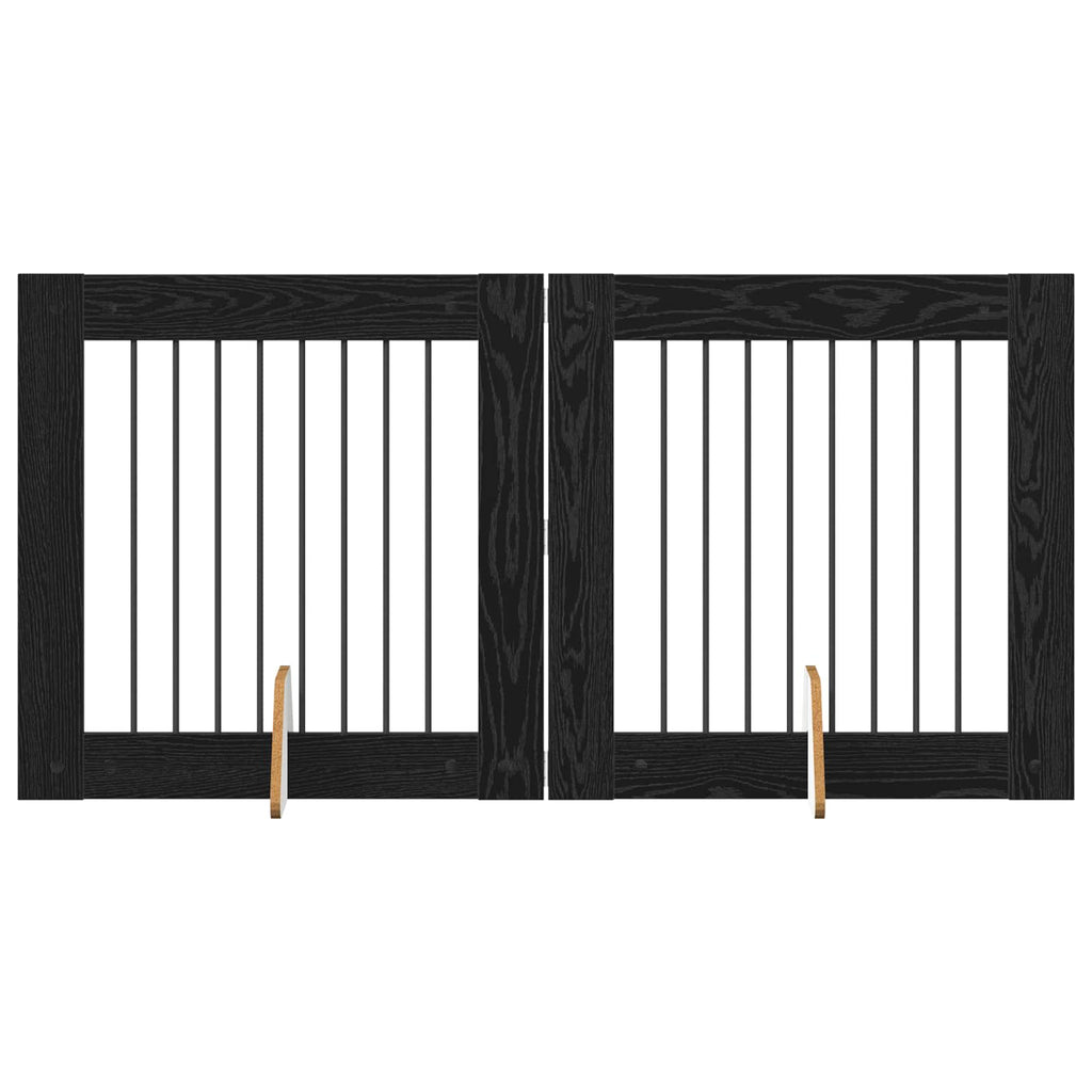 vidaXL Bramka dla psów z podpórkami 2 pcs Czarny dąb 80 x 80 cm