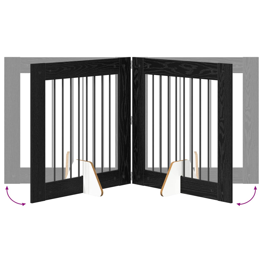 vidaXL Bramka dla psów z podpórkami 2 pcs Czarny dąb 80 x 80 cm