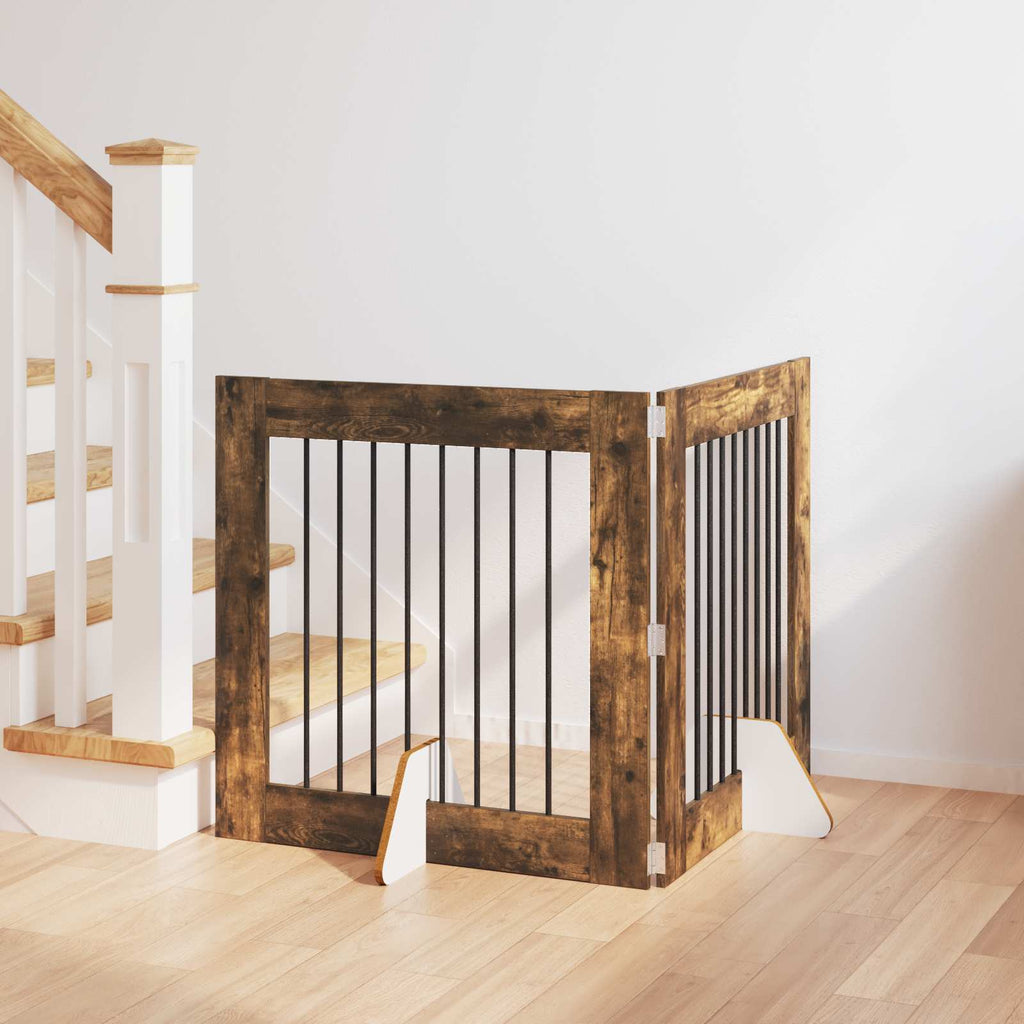 vidaXL Bramka dla psów z podpórkami 2 pcs Dąb wędzony 80 x 80 cm