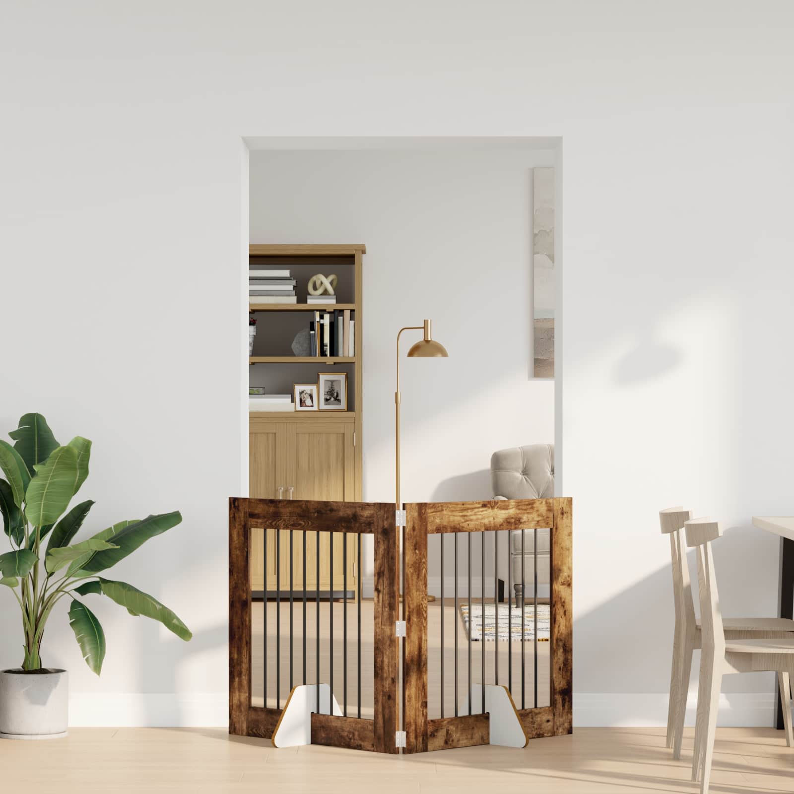 vidaXL Bramka dla psów z podpórkami 2 pcs Dąb wędzony 80 x 80 cm