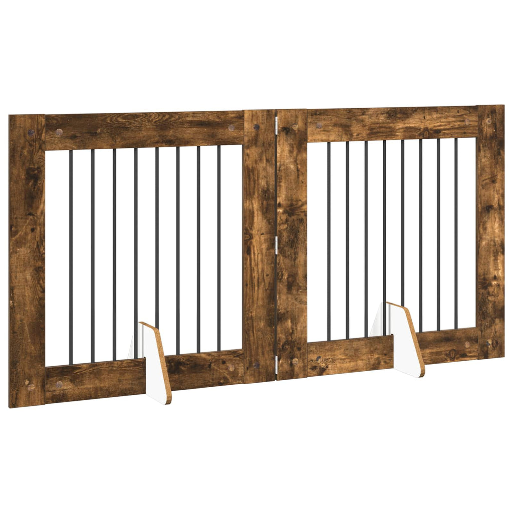 vidaXL Bramka dla psów z podpórkami 2 pcs Dąb wędzony 80 x 80 cm