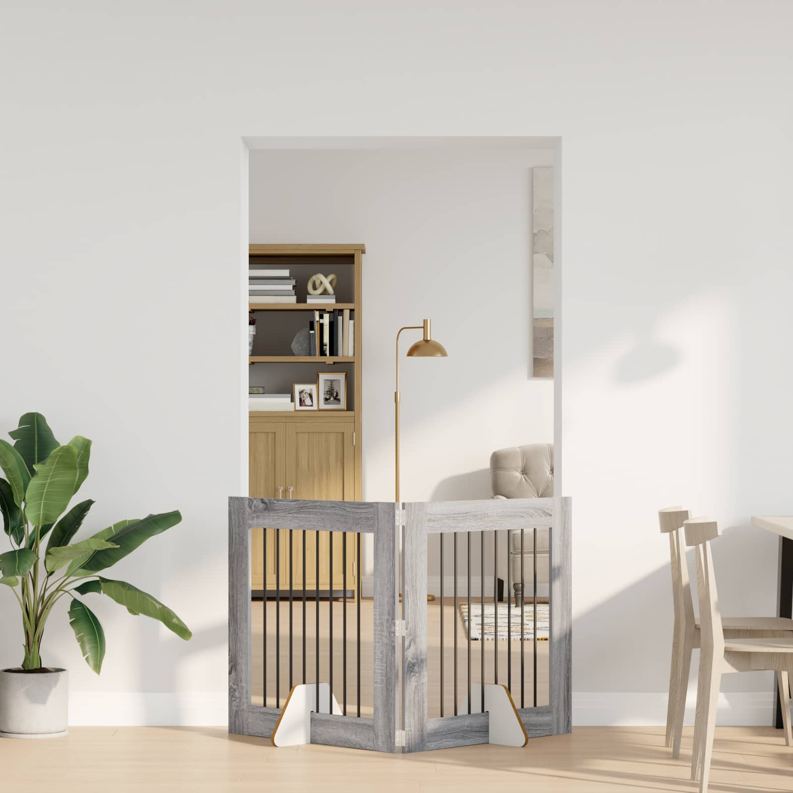vidaXL Bramka dla psów z podpórkami 2 pcs Szary Sonoma 80 x 80 cm