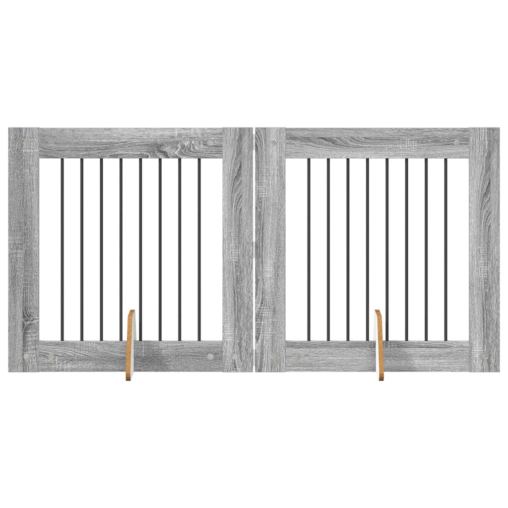 vidaXL Bramka dla psów z podpórkami 2 pcs Szary Sonoma 80 x 80 cm