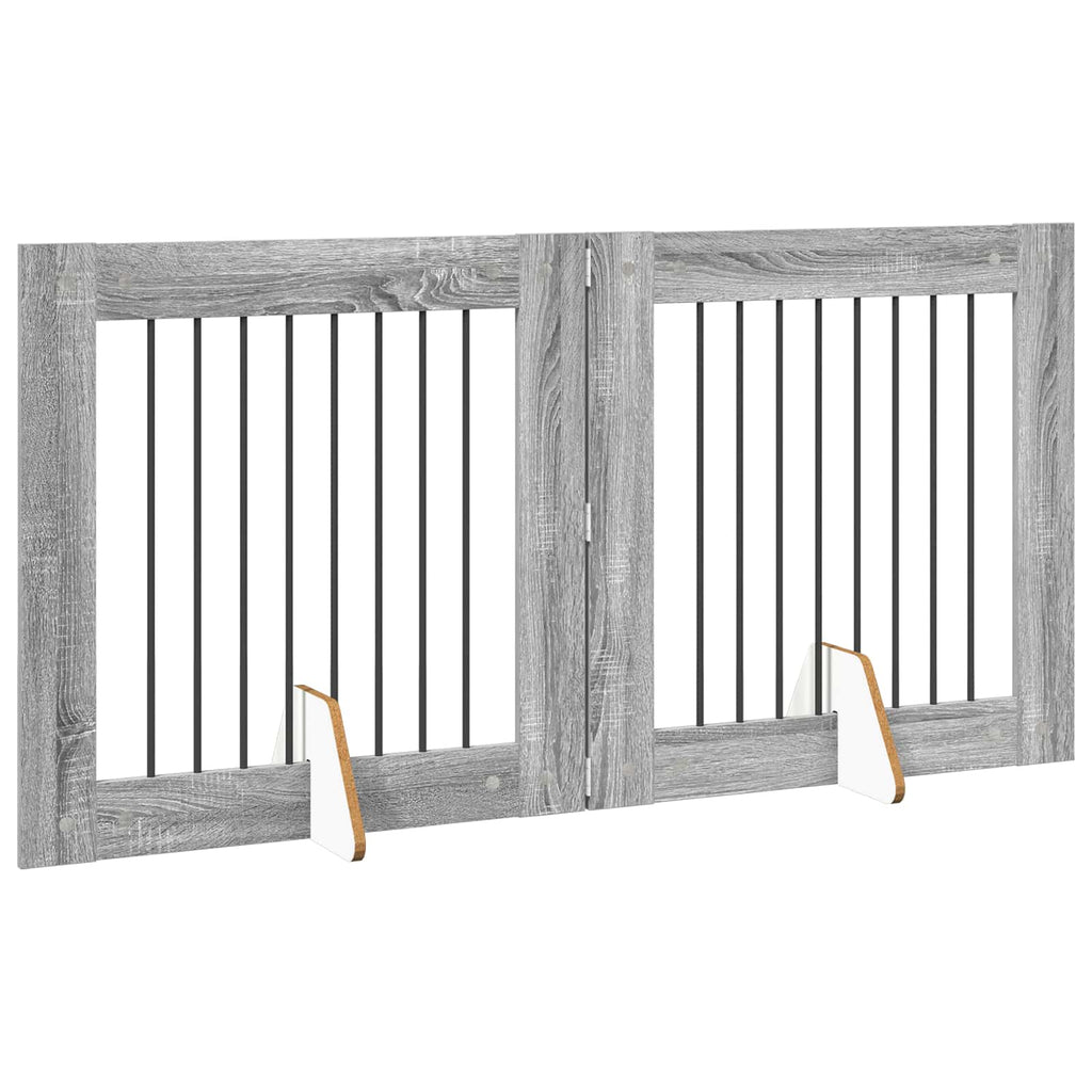 vidaXL Bramka dla psów z podpórkami 2 pcs Szary Sonoma 80 x 80 cm