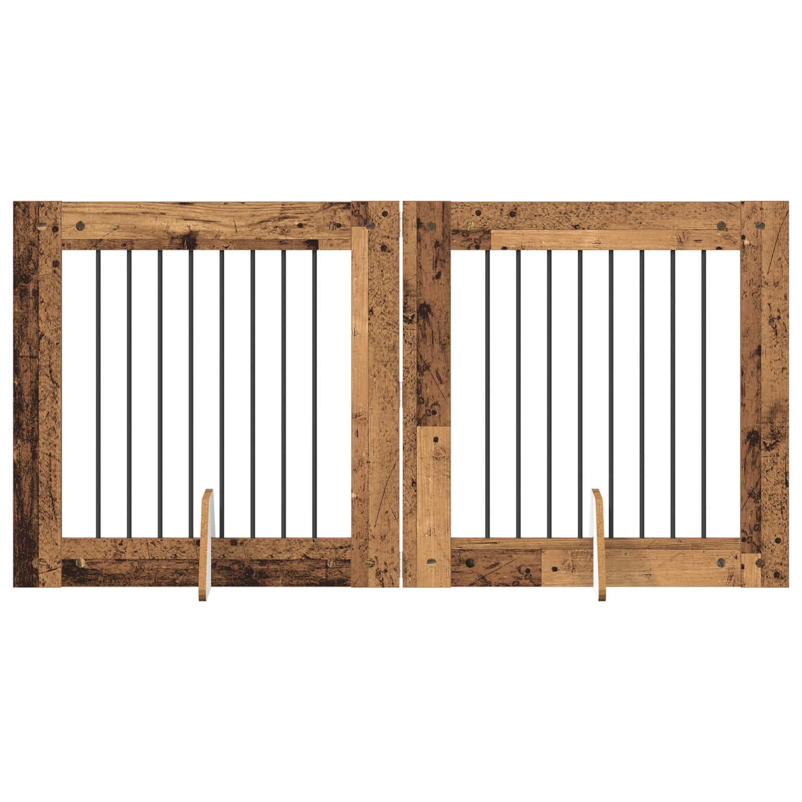 vidaXL Bramka dla psów z podpórkami 2 pcs Stare drewno 80 x 80 cm