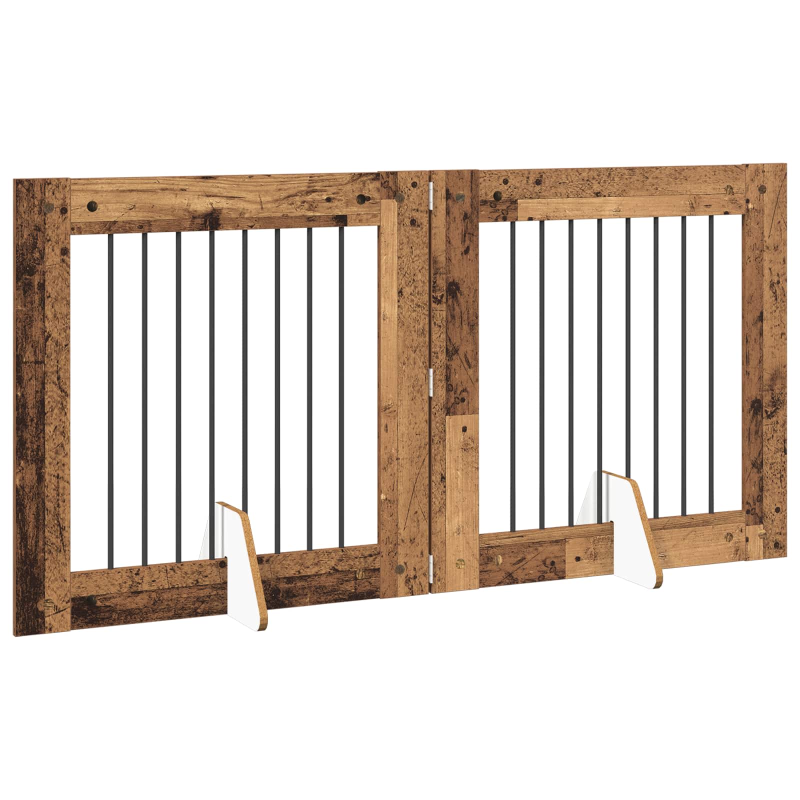 vidaXL Bramka dla psów z podpórkami 2 pcs Stare drewno 80 x 80 cm