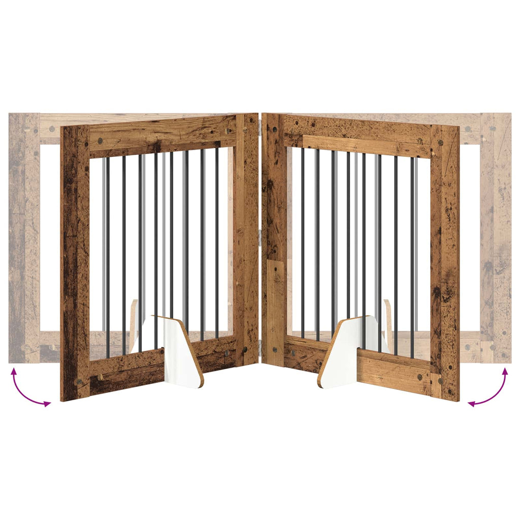 vidaXL Bramka dla psów z podpórkami 2 pcs Stare drewno 80 x 80 cm