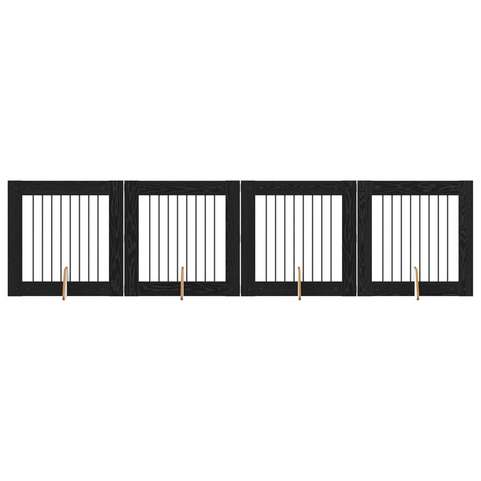 vidaXL Bramka dla psów z podpórkami 4 pcs Czarny dąb 80 x 80 cm