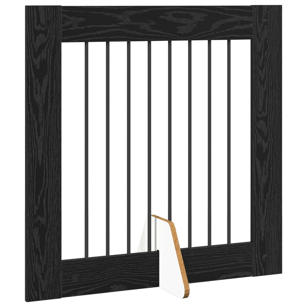 vidaXL Bramka dla psów z podpórkami 4 pcs Czarny dąb 80 x 80 cm