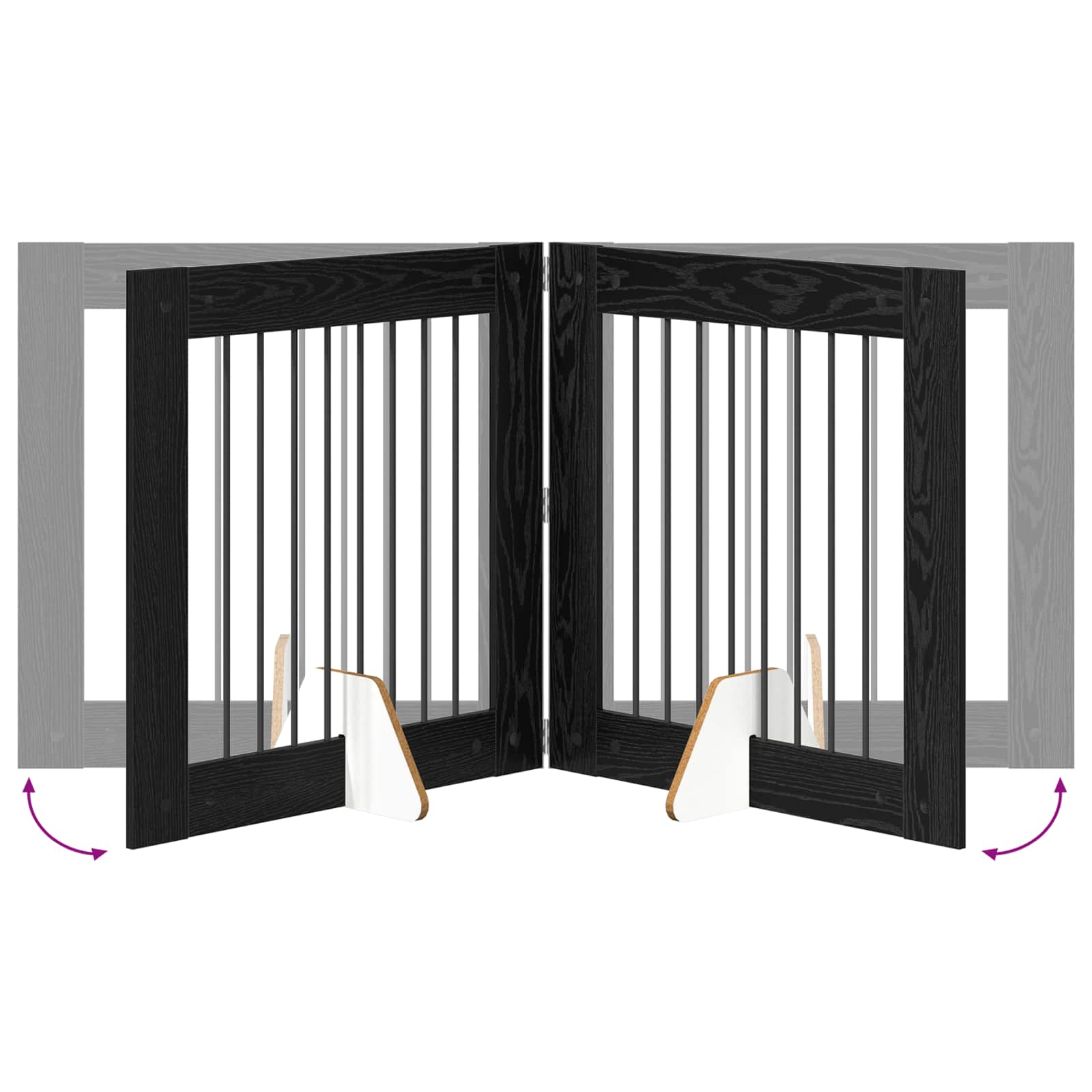 vidaXL Bramka dla psów z podpórkami 4 pcs Czarny dąb 80 x 80 cm